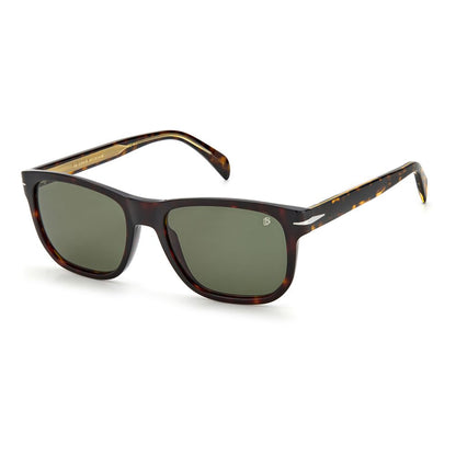 David Beckham Brown Acetate Sunglasses with green lenses and Havana frame, elegant rectangular shape, model DB1045S086QT, size 54/18/145 mm