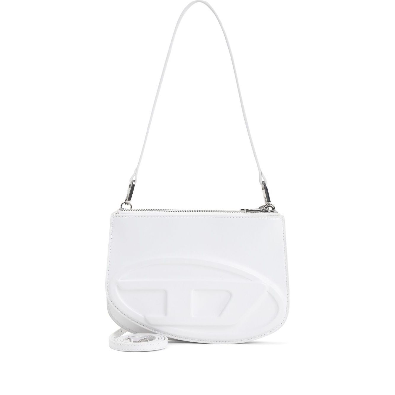 Front view with bag zipped and handles upright.