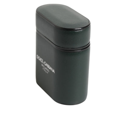 Dolce & Gabbana Army Green Calfskin Leather Logo Flip Holder Airpods Case