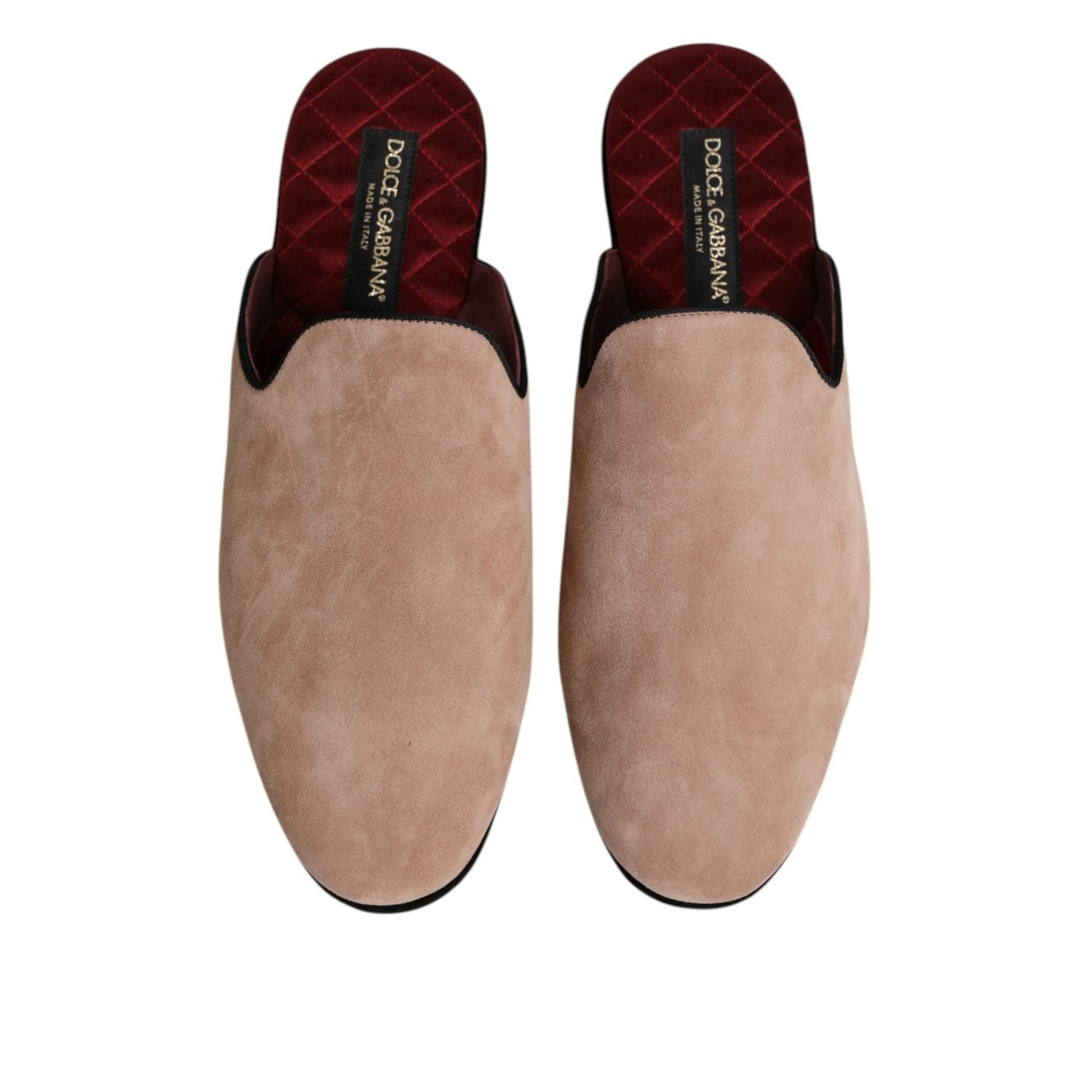 Dolce & Gabbana Beige Capra Suede Slides Flat Slipper Shoes