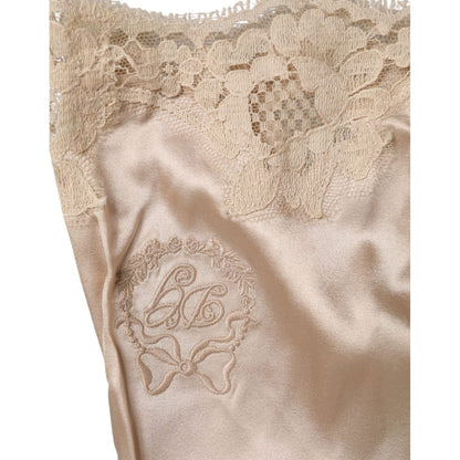 Dolce & Gabbana Beige Lace Silk Satin Tank Lingerie Underwear