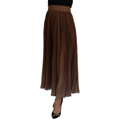 Dolce & Gabbana Beige Longuette Plisse Chiffon Midi Skirt