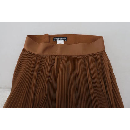 Dolce & Gabbana Beige Longuette Plisse Chiffon Midi Skirt