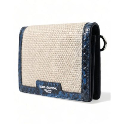 Dolce & Gabbana Beige Raffia Blue Leather Trim Mini Shoulder Purse Crossbody Bag