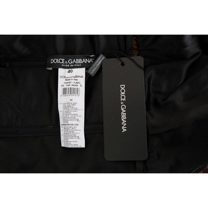 Dolce & Gabbana Black Brown Floral Brocade A-Line Dress