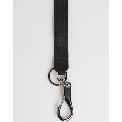 Dolce & Gabbana Black Burgundy Polyester DG Logo Men Keychain Keyring