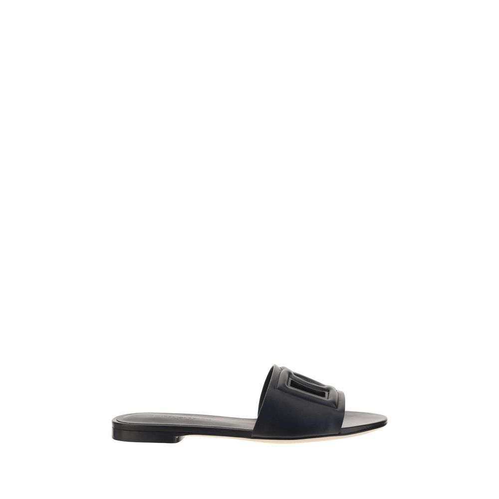 Dolce & Gabbana Black Calf Leather Bos Taurus Sandals
