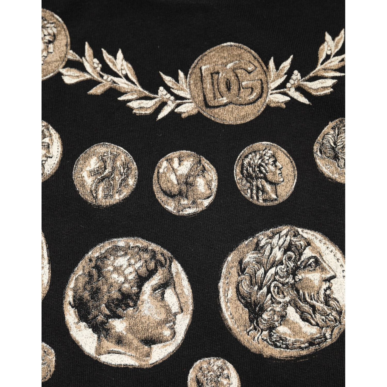 Dolce & Gabbana Black Coin Print Cotton Crew Neck T-shirt