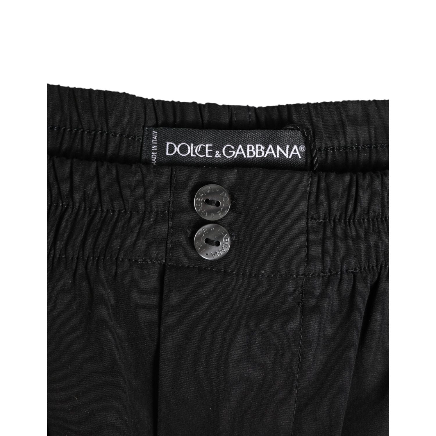 Dolce & Gabbana Black Cotton Elastic Waistband Button Swimwear