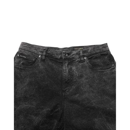Dolce & Gabbana Black Cotton Mid Waist Denim Men Bermuda Short