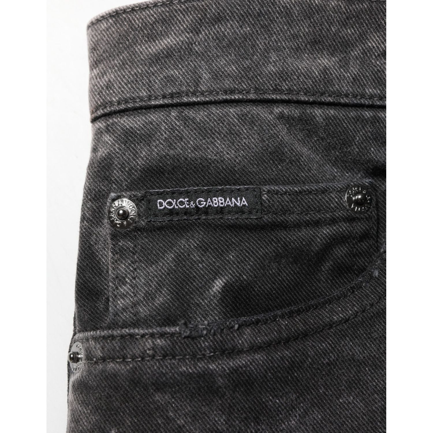 Dolce & Gabbana Black Cotton Mid Waist Denim Men Bermuda Short