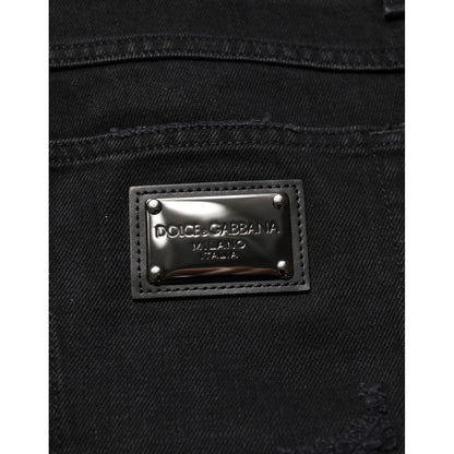 Dolce & Gabbana Black Cotton Regular Denim Men Trouser Jeans