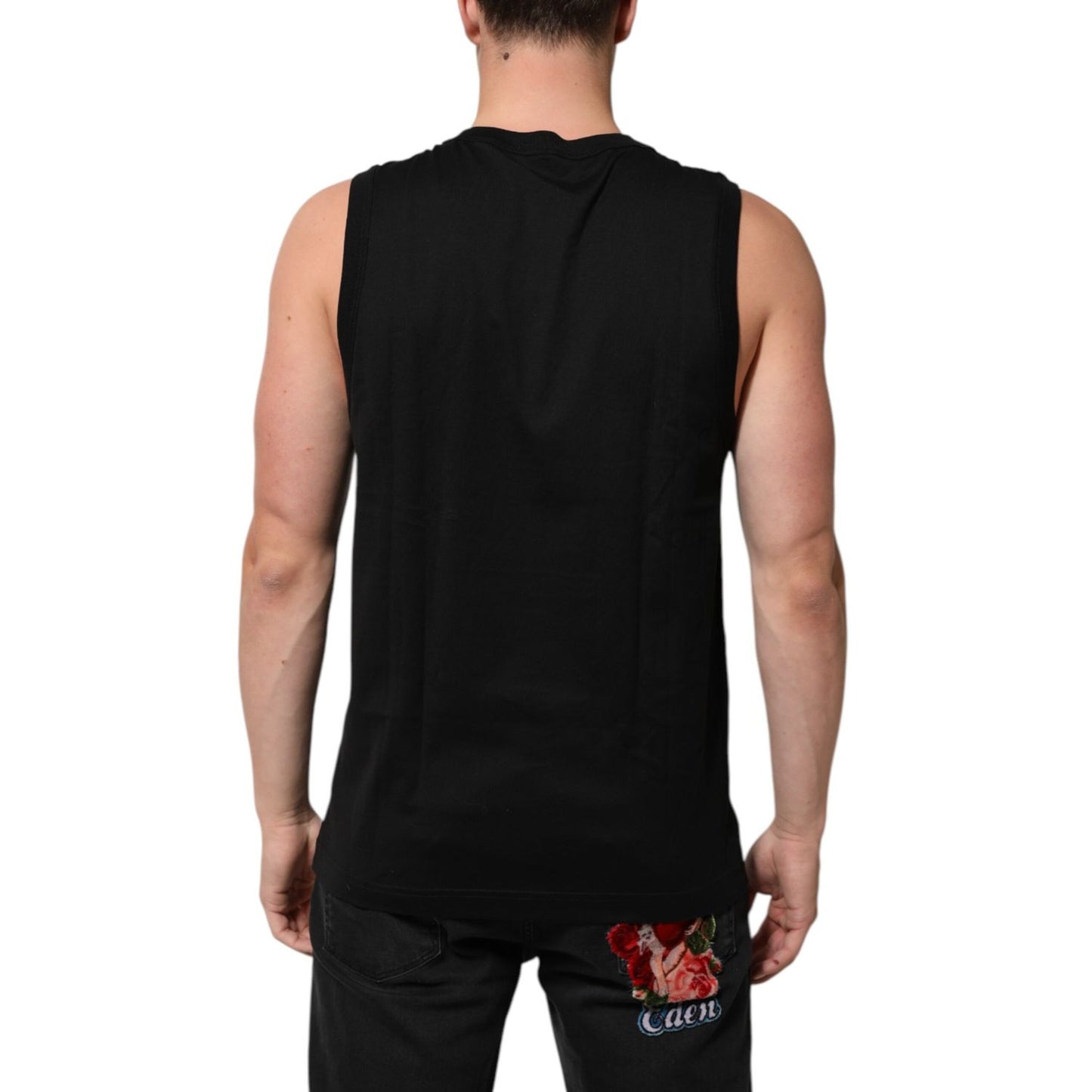 Dolce & Gabbana Black Cotton Sleeveless Underwear Men Tank Top