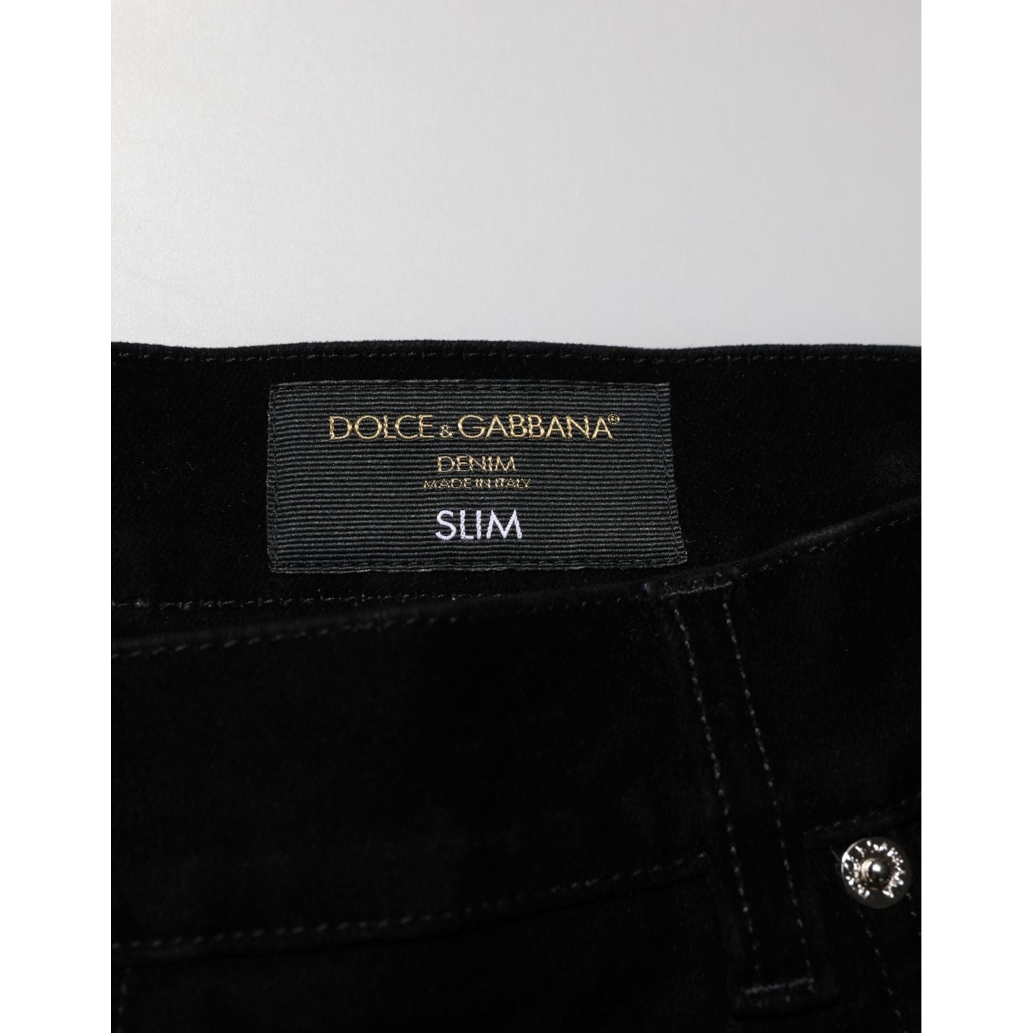Dolce & Gabbana Black Cotton Slim Fit Denim Trouser Jeans