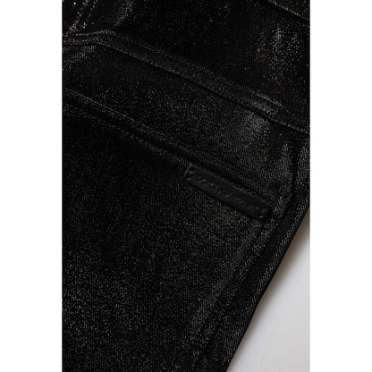 Dolce & Gabbana Black Cotton Stretch Silver Lurex Thread Pants