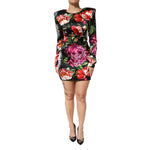 Dolce & Gabbana Black Floral Fiori Pittorici Bodycon Dress