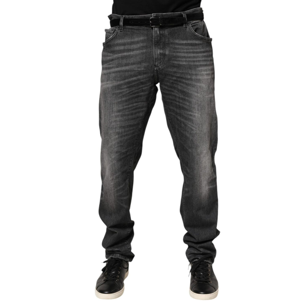 Dolce & Gabbana Black Gray Wash Slim Fit Straight Leg Denim Jeans