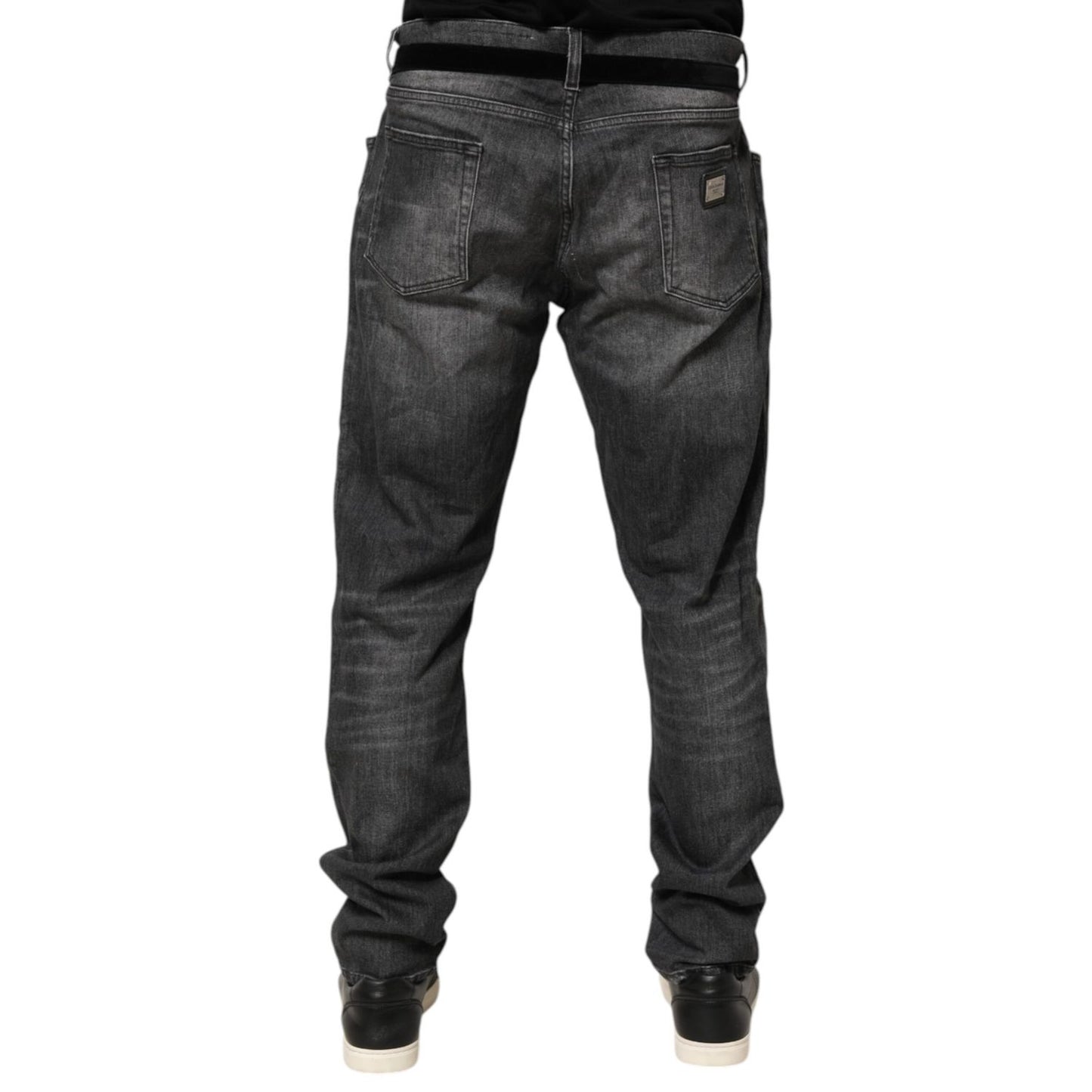 Dolce & Gabbana Black Gray Wash Slim Fit Straight Leg Denim Jeans