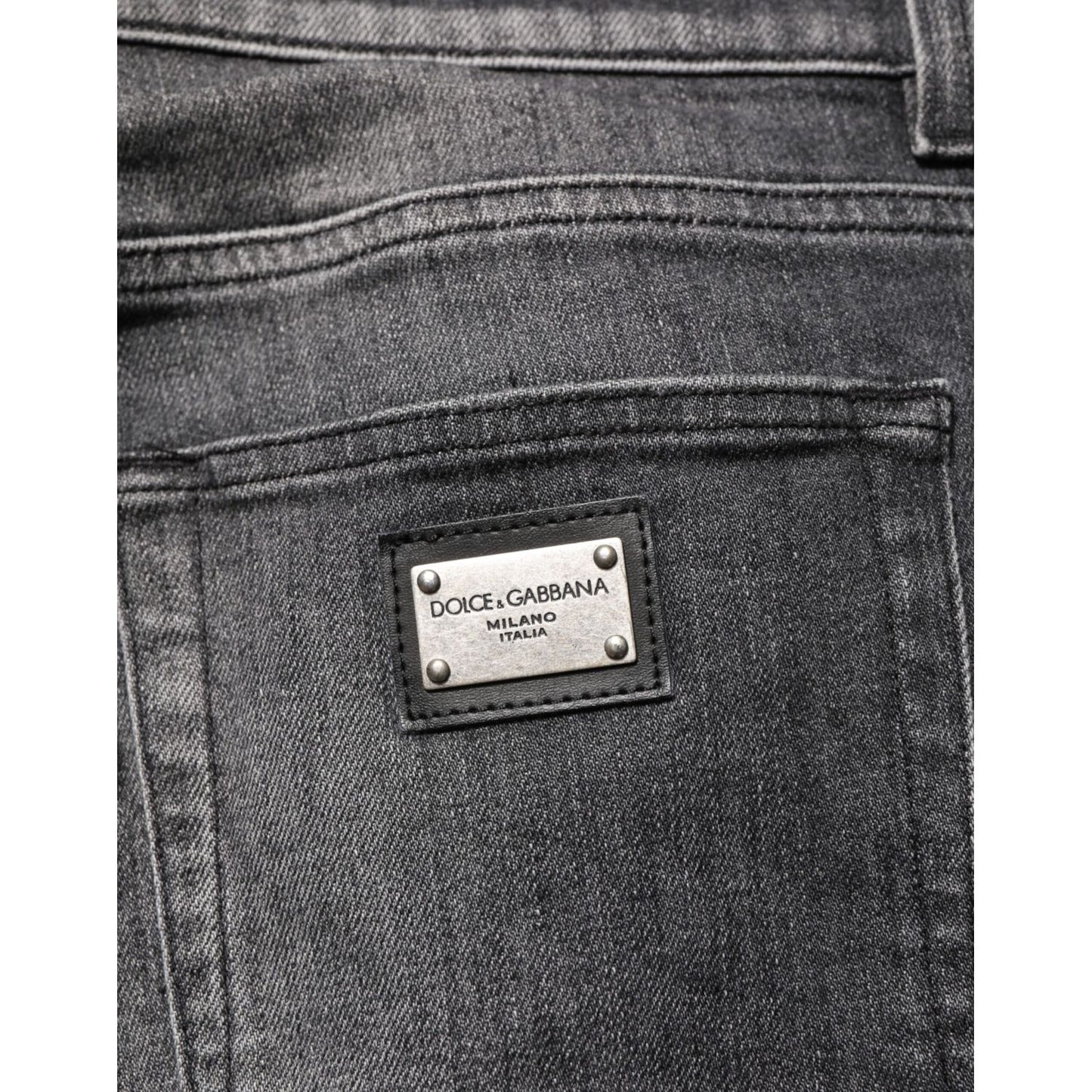 Dolce & Gabbana Black Gray Wash Slim Fit Straight Leg Denim Jeans