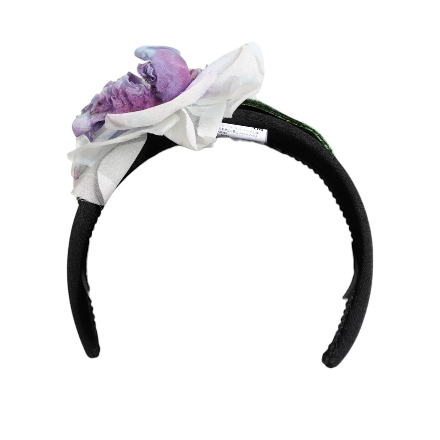 Dolce & Gabbana Black Green Silk Purple White Floral Appliqué Accessory Headband