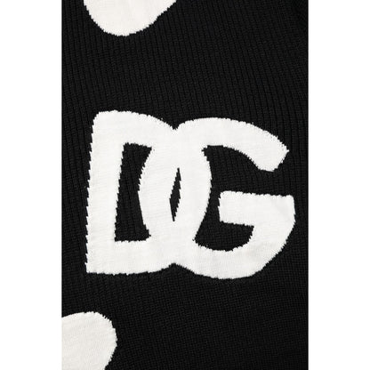 Dolce & Gabbana Black Hearts Silk Crew Neck Pullover Sweater