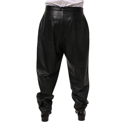 Dolce & Gabbana Black Lamb Leather Trousers Men Pants