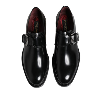 Dolce & Gabbana Black Leather Monk Strap Derby Formal Shoes