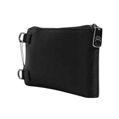 Dolce & Gabbana Black Leather Purse Crossbody Sling Phone Bag