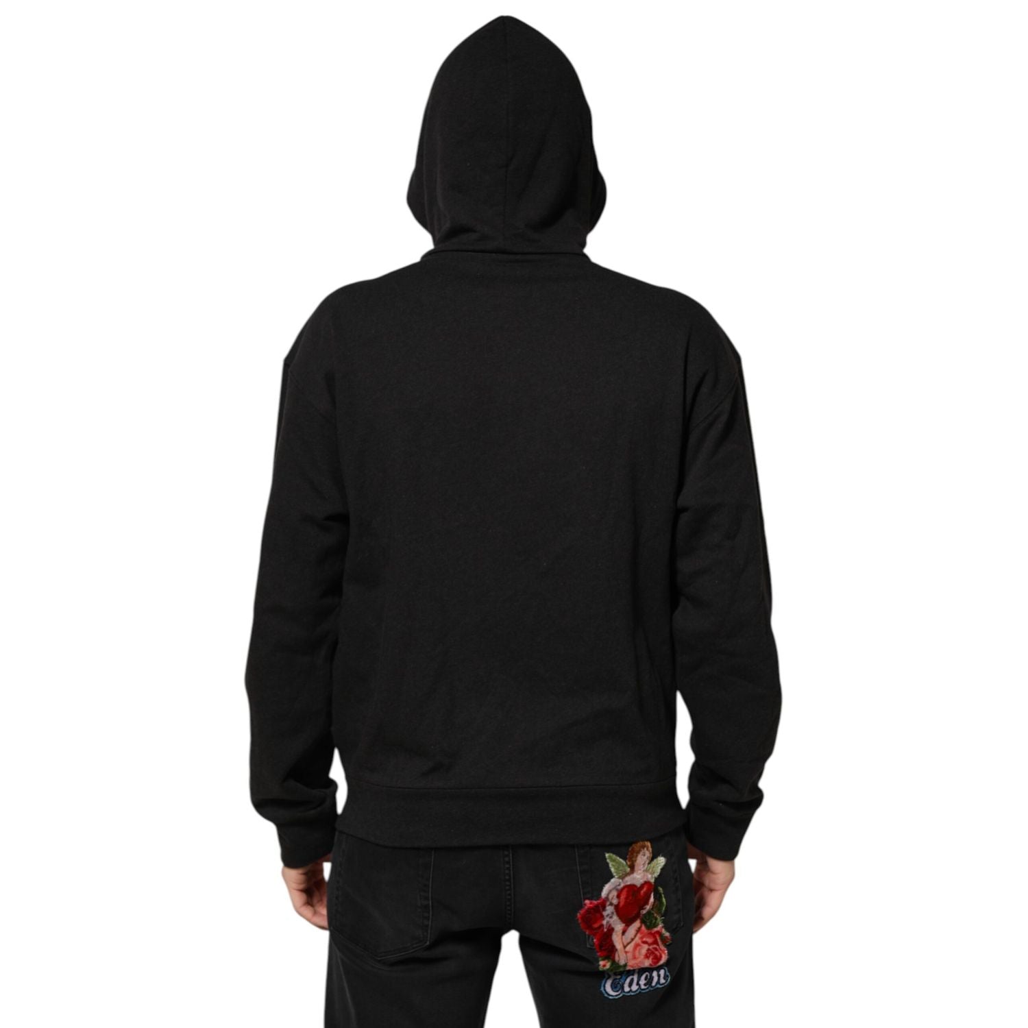 Dolce & Gabbana Black Logo FullZip Hooded Sweatshirt Sweater