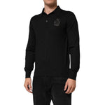 Dolce & Gabbana Black Logo Patch Collared Pullover Sweater