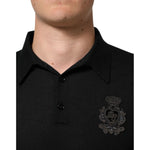 Dolce & Gabbana Black Logo Patch Collared Pullover Sweater