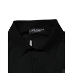 Dolce & Gabbana Black Logo Patch Collared Pullover Sweater