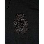 Dolce & Gabbana Black Logo Patch Collared Pullover Sweater