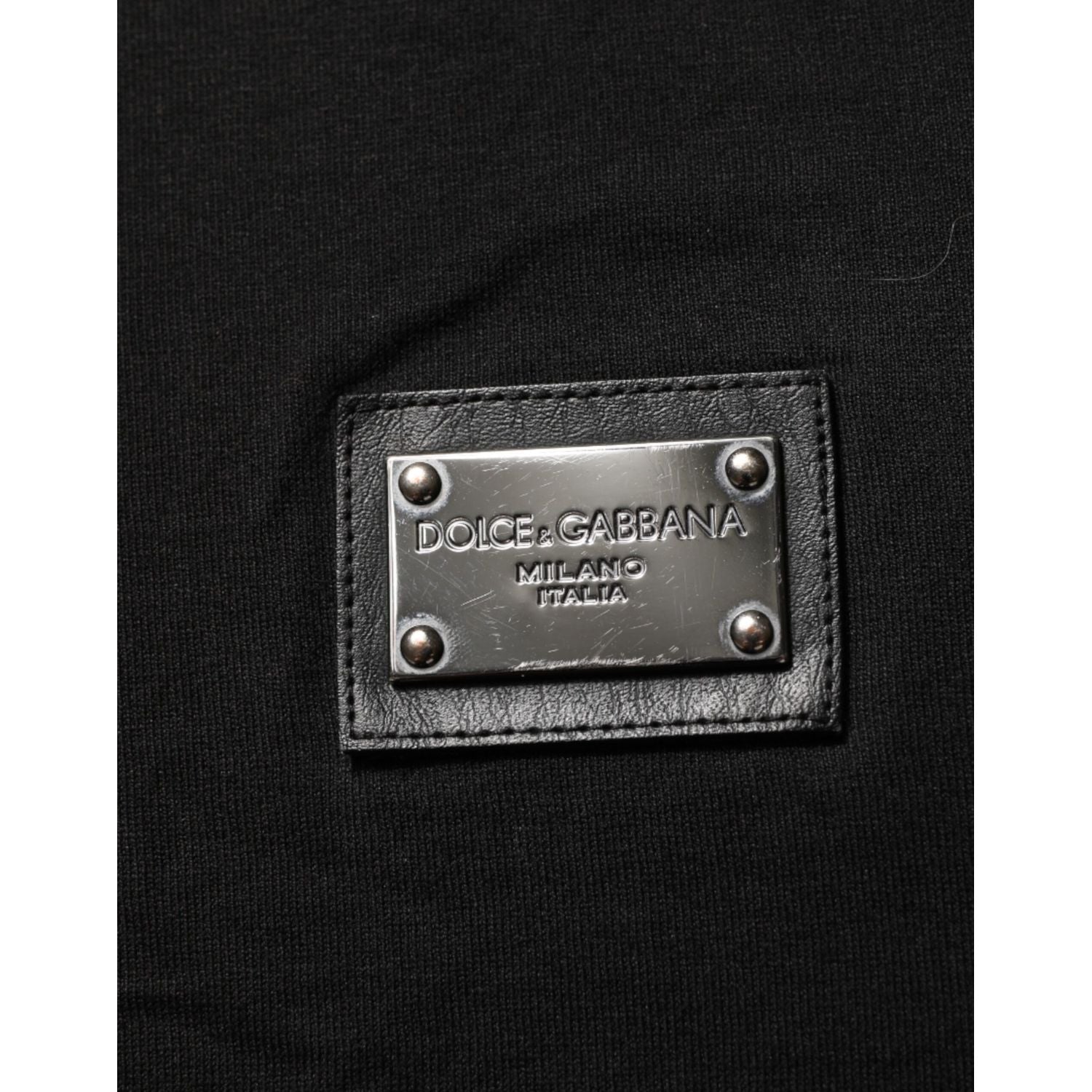 Dolce & Gabbana Black Logo Plaque Cotton Crew Neck T-shirt