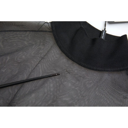 Dolce & Gabbana Black Mesh Turtleneck Sheer Blouse Top