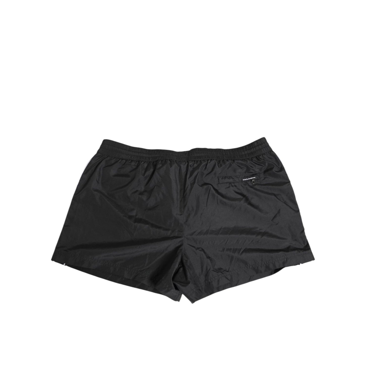 Dolce & Gabbana Black Nylon KING Sideband Men Boxer Shorts Swimwear, premium nylon, elastic waistband, KING logo, stylish and modern design.