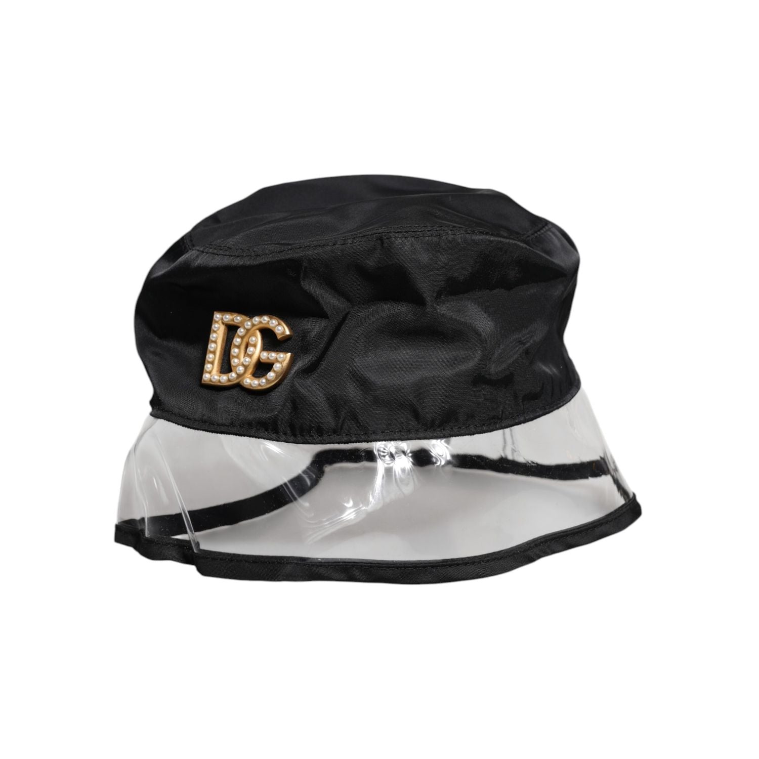 Dolce & Gabbana Black Nylon PVC DG Logo Bucket Hat