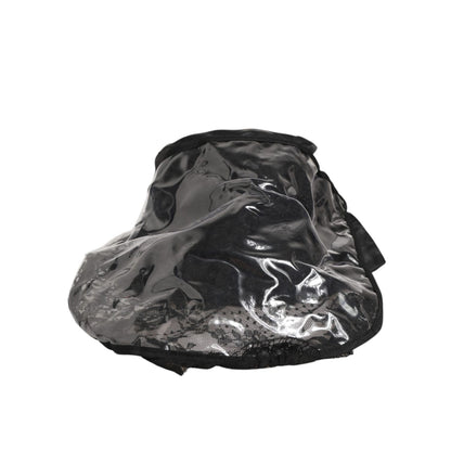 Dolce & Gabbana Black PVC Wide Brim Men Bucket Capello Hat with logo details, sleek design, and modern style showcasing Italian craftsmanship.