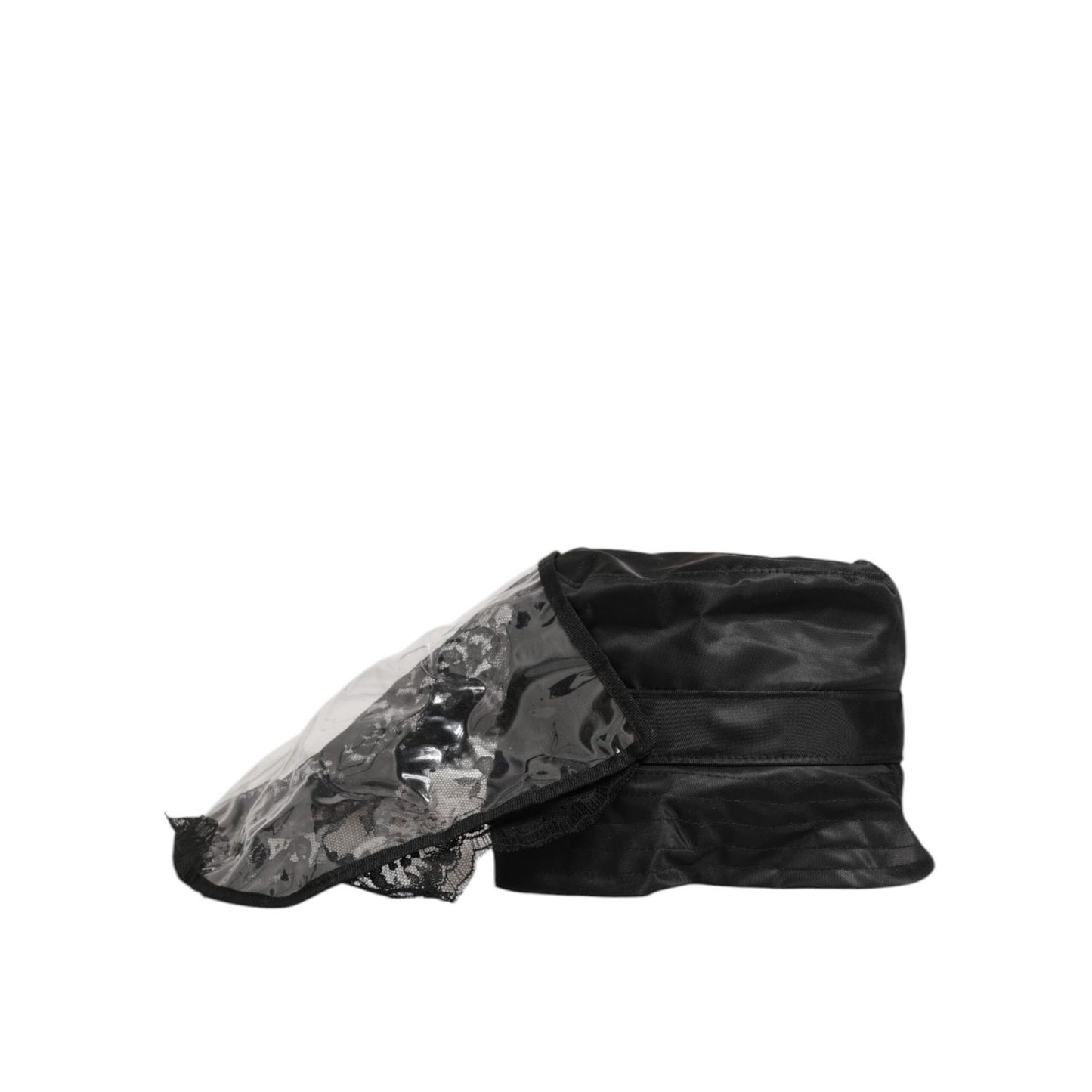 Dolce & Gabbana Black PVC Wide Brim Men Bucket Capello Hat with sleek design and wide brim for stylish sun protection.