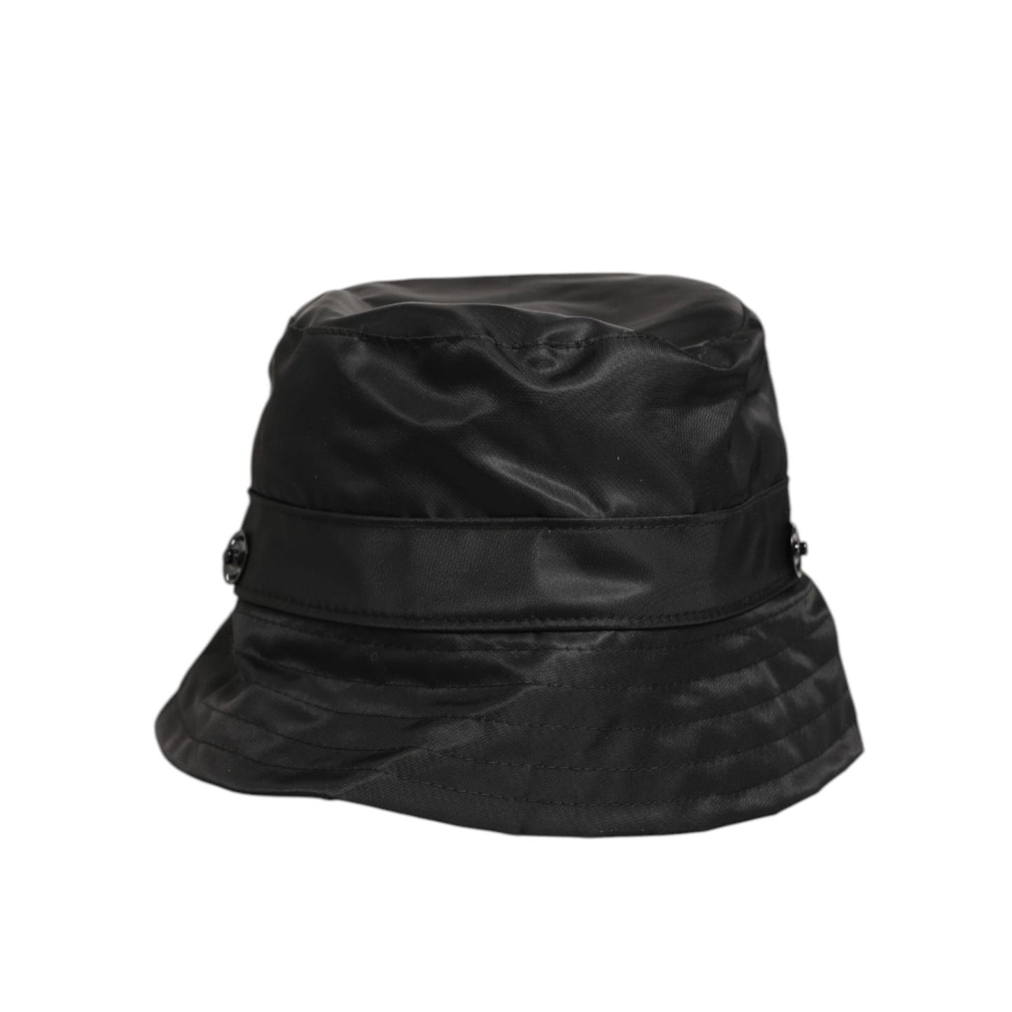 Dolce & Gabbana Black PVC Wide Brim Men Bucket Capello Hat with sleek modern design and logo detail, made in Italy.