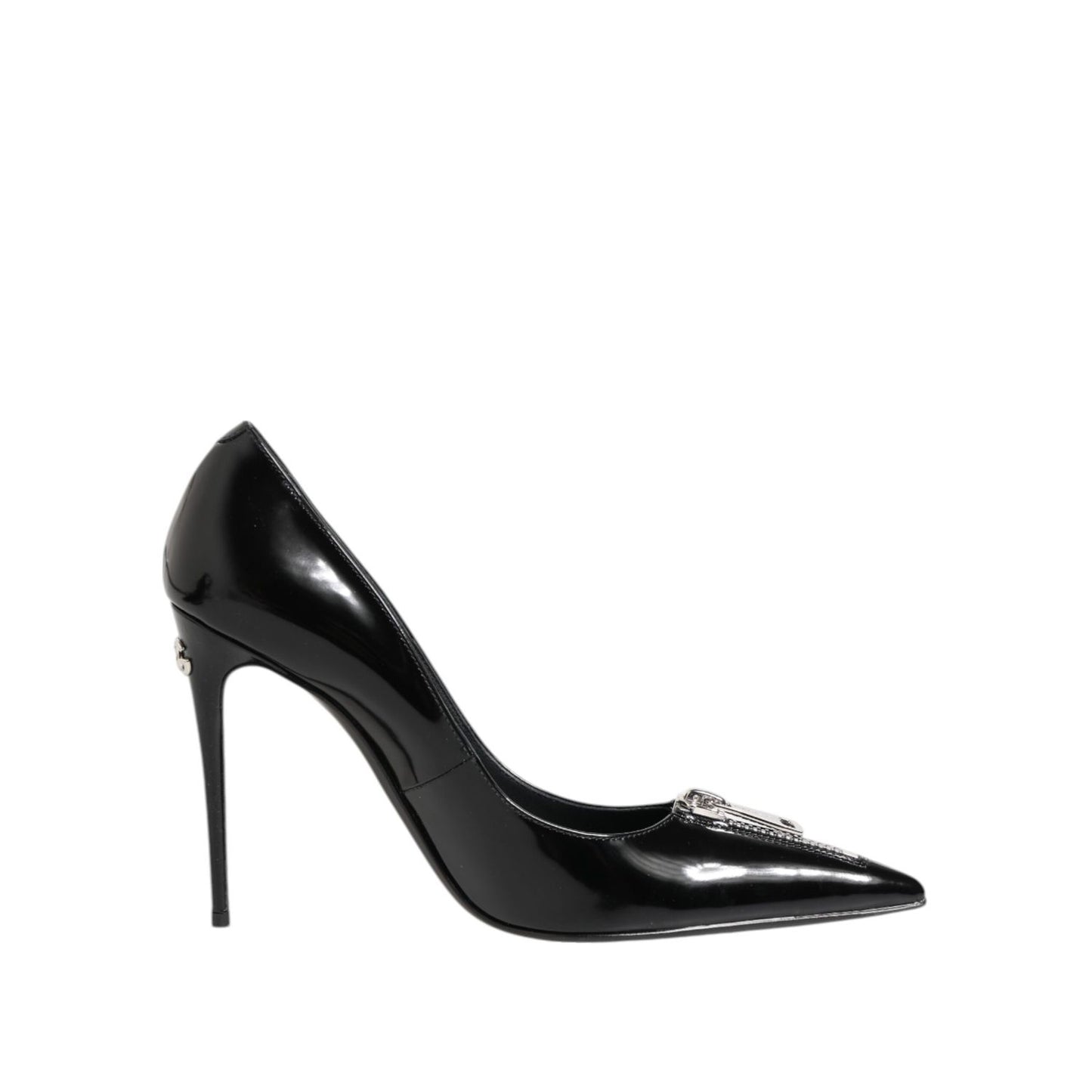 Dolce & Gabbana Black Patent Leather Zipper Heels Pumps Shoes
