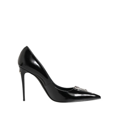 Dolce & Gabbana Black Patent Leather Zipper Heels Pumps Shoes