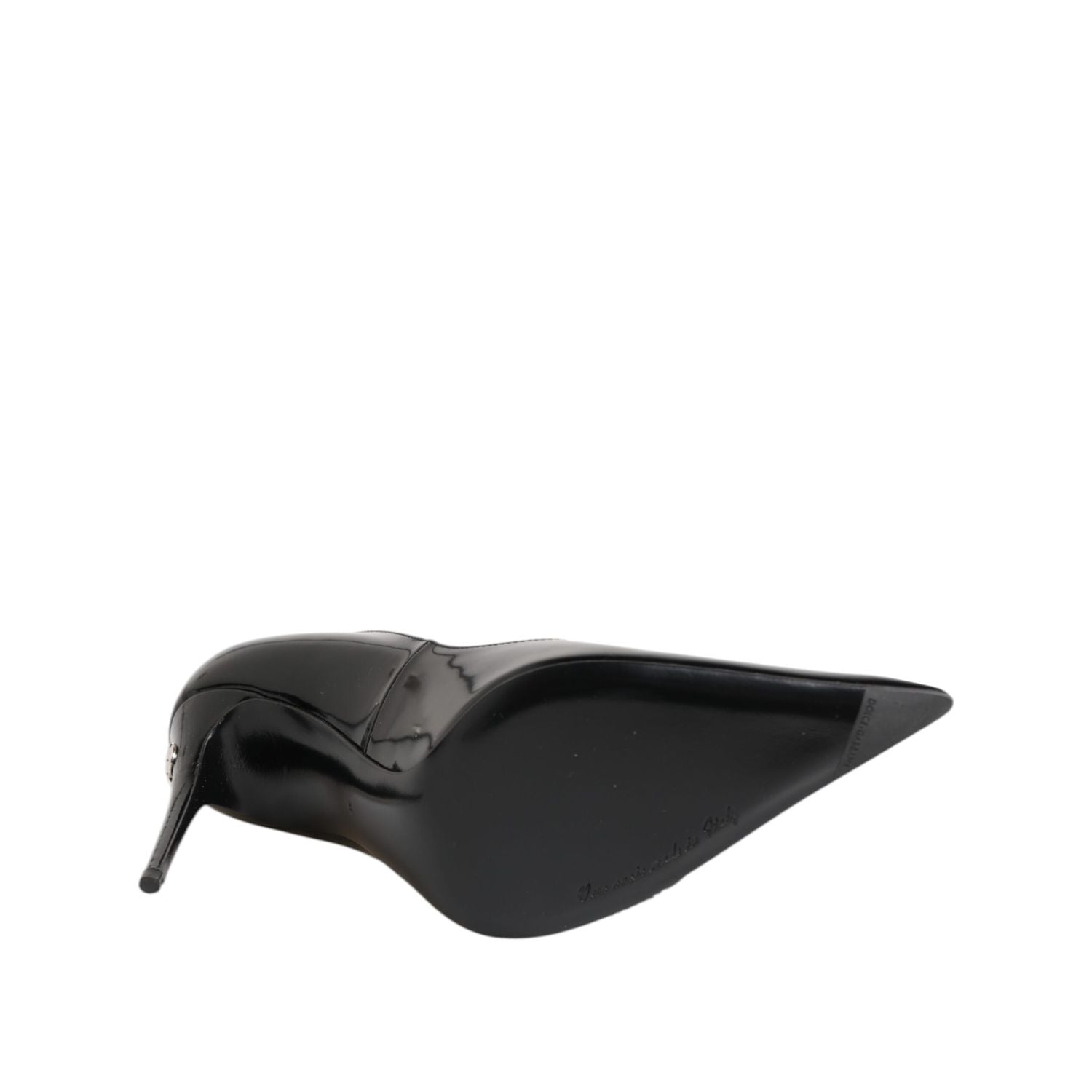 Dolce & Gabbana Black Patent Leather Zipper Heels Pumps Shoes