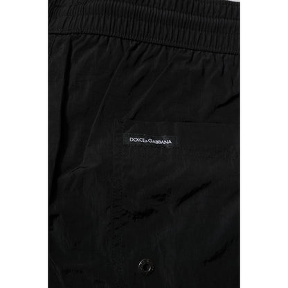 Dolce & Gabbana Black Polyester Beachwear Men Shorts Swimwear