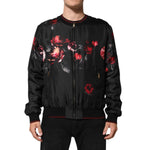 Dolce & Gabbana Black Red Floral Silk Bomber Blouson Jacket