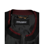 Dolce & Gabbana Black Red Floral Silk Bomber Blouson Jacket