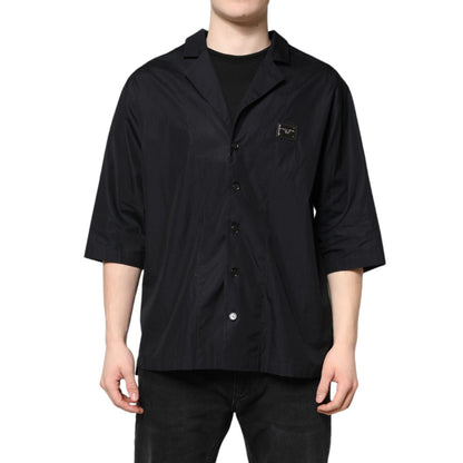Dolce & Gabbana Black Short Sleeves Button Down Casual Shirt