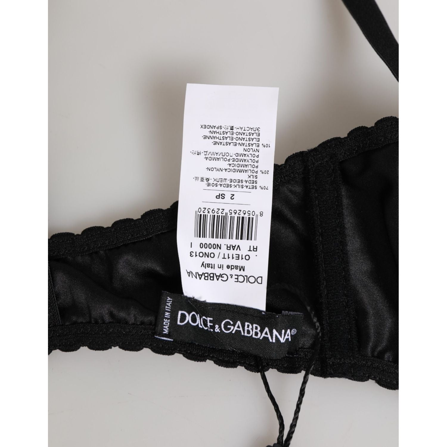 Dolce & Gabbana Black Silk Underwired Balconette Bra Underwear