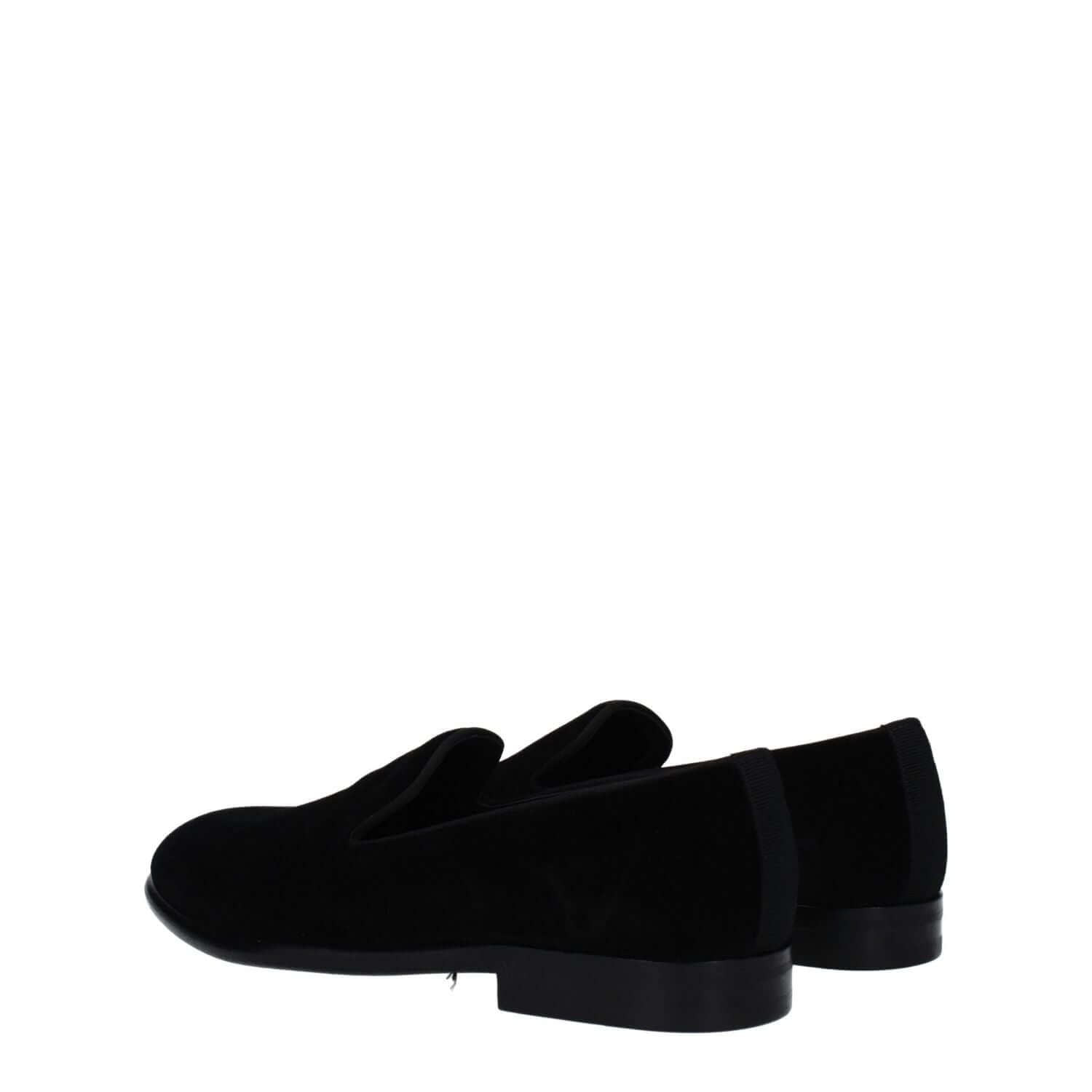 Dolce & Gabbana Black Velvet Slip-On Loafers