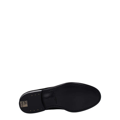 Sole view of Dolce & Gabbana Black Velvet Slip-On Loafers showing leather sole construction and low flat heel.